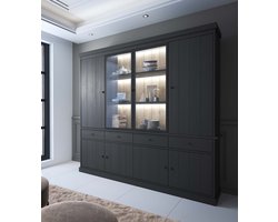 Favorie - Balencia zwart - grote woonwand 4 deuren 240cm met Led verlichting