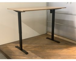 FB01 - elektrisch zit sta bureau met memory - zwart onderstel - havanna blad - NU MET GRATIS USB OPLADER! - 120 x 80 - NIEUW