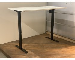 FB01 - elektrisch zit sta bureau met memory - zwart onderstel - wit blad - 160 x 80 - NU MET GRATIS USB OPLADER! - NIEUW