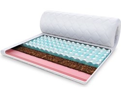 FDM® MALTA MET KOKOS EN VISCO Topmatras 120x200 cm - Koudschuim Topmatrassen Topper Tweepersoons - Hoogte 7 cm H3 en H4 - RavineBlue en Kokos - Ademend - Öko-Tex gecertificeerd - Afritsbaar hoes wasbaar - Antiallergisch en Ademende