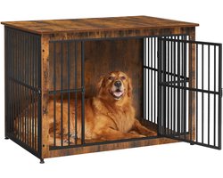 Feandrea PFC024X01 - Hondenbench Meubel - Bijzettafel en Hondenhuis - 2 Deuren - Gesloten Bodem