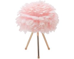 Feather Table Lamp, Touch Control 3 Color Temperature Adjustable Brightness Feather Lamp, USB Rechargeable Night Lamp, Decoration Desk Night Light for Bedroom, Restaurant (Pink)