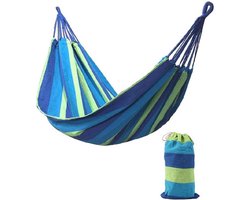 FEDEC 2 Persoons Hangmat - Opbergtas + bevestigingsmateriaal - Blauw/Groen