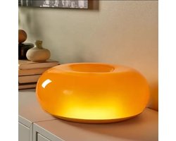 Fedec LED Tafellamp 30 cm - Designlamp - Moderne lamp - Maanlamp - Sfeerlamp 3500K - Oranje/wit