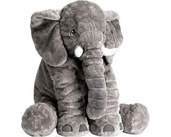 Fedec Olifant Kussen XL - Grijze olifantenknuffel groot formaat - Knuffeldier