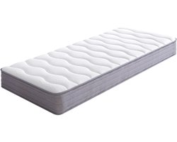 Federkernmatras 90 x 200 cm - H3 Stevige Matras - Ergonomische Lendensteun - Gerold Geleverd - Eenpersoons - Wit - Met Matras