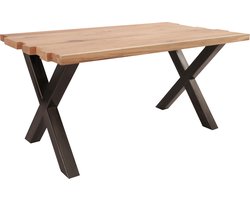 Feel Furniture - 200x100 Eettafel - Massief Boomstamblad Eiken - Constructed oak - 5 cm dik - Twin U Frame