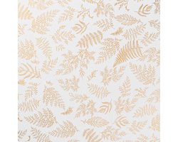 Feeric Christmas Kerst tafelkleed - wit/goud - rond - D180 cm - katoen - tafellaken - kerstdiner tafeldecoratie - kerstversiering