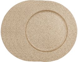 Feeric Diner/kerstdiner onderborden - 4x st - goud - glitter - kunststof - D33 x H1,6 cm