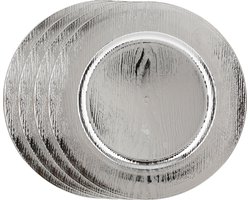 Feeric Diner/kerstdiner onderborden - 4x st - hout look - zilver - kunststof - D33 - rond