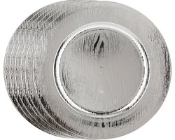Feeric Diner/kerstdiner onderborden - 6x st - hout look - zilver - kunststof - D33 - rond