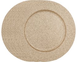 Feeric Diner/kerstdiner onderborden - 8x st - goud - glitter - kunststof - D33 x H1,6 cm