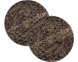 Feeric Diner/kerstdiner onderborden - 8x st - zwart/goud - kunststof - D33 x H1,5 cm- rond