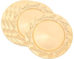 Feeric lights & Christmas Diner/Kerstdiner onderborden - 4x - goud - kerstprint - rond - D33 cm - multifunctioneel