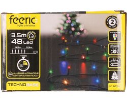 Feeric lights Feestverlichting - gekleurd - 3,5 m- 48 led lampjes - zwart snoer - batterij