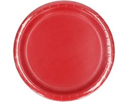 Feest bordjes - set 16x stuks - rood - dia 23 cm - Wegwerpborden - karton - Feestartikelen