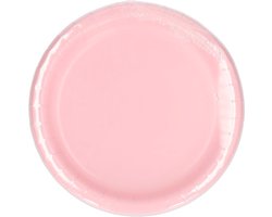 Feest bordjes - set 16x stuks - roze - dia 23 cm - Wegwerpborden - karton - Feestartikelen