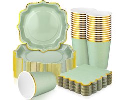 Feestartikelen Partyset - 80-Delig Disposable Servies - Borden Bekers Servetten - Waterdicht Feestbenodigdheden - Voor Bruiloft Verjaardag - Festive Designs - 20 Borden 20 Bekers 40 Servetten