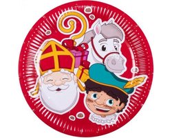 feestbordjes Sinterklaas 23 cm karton rood 6 stuks