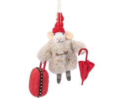 Feestdagen reizende muis vilten kersthanger - Sass & Belle
