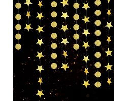 Feestdecoratie glitter sterren papieren slinger - 8 stuks - 30 meter lang - voor jaren 20 feest, verjaardag, babyshower, bruiloft, Kerstmis