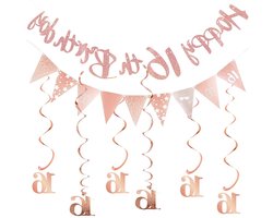 Feestelijke Decoraties voor 16e Verjaardag Meisjes, Roze Gouden Banner, Slingers en Tinsel voor een Onvergetelijke Sweet 16 Party