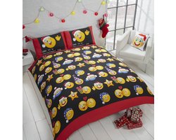 Feestelijke Kerst Beddengoedset met Emoji's voor Tweepersoonsbedden