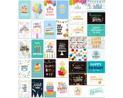 Feestio Verjaardagskaarten met Envelop - Verjaardagskaart - 36 Stuks Wenskaarten - Kinderen en Volwassenen - 10 x 15 cm