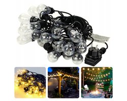 Feestverlichting - 20 LED-lampen - 5.5x4cm - Warm Wit - Heldere Verlichting - Binnen/Buiten - 50cm Afstand - 3m Aansluitsnoer - IP44 - Lengte van 12,5 meter - Sfeerverlichting - Duurzaam - Inclusief Haken - Waterdicht - Lichtsnoer - Tuinverlichting