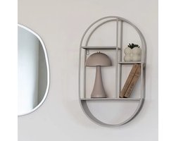 Feira Grijze Stalen Ovale Wandplank 35x15x60 cm - House Nordic - Wandrek - Grijs - Staal