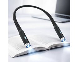 Felence Nekleeslamp - Leeslamp - Neklamp - USB-Oplaadbaar - Outdoorlamp - Handsfree - Ultraflexibel - 3 helderheidsniveaus instelbaar - Leeslamp voor op bed - Geschikt voor lezen, reizen, breien, haken en kamperen - Zwart en Zilver