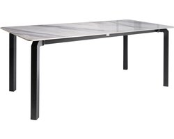 FELETTO - Tuintafel - Zwart/Grijs marmer - 180 x 90 cm - Steen