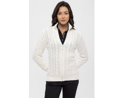 Felix Hardy Kabelgebreid Vest - Cardigan - 100% Katoen Dames Ecru - L