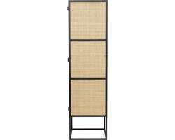 Feliz Lifestyle Guuji Kast op wieltjes Hoog 1 deur Rotan/ Metaal - Zwart