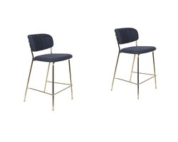 Feliz Lifestyle Jolien Barkruk - Goud/Donkerblauw - Set van 2