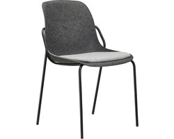 Felt Fine - PET Stoel Antraciet - Zwart Frame - 100% recycle plastic en staal - Zitting Grijs (Fair Furniture Group – Nederlands Familiebedrijf)