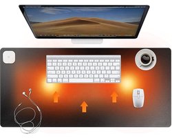 Fems - Verwarmde Bureau Onderlegger - Verwarmde Muismat - Infrarood - Antislip - Zwart - 80x33cm - Duurzaam - 3 Standen - 39℃ tot 49℃