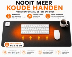 Fems Verwarmde Bureau Onderlegger XXL – Verwarmde Muismat met Temperatuurregeling – 80x33 cm – Bureauverwarming voor Thuiswerken & Kantoor
