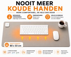 Fems Verwarmde Bureau Onderlegger XXL – Verwarmde Muismat met Temperatuurregeling – 80x33 cm – Bureauverwarming voor Thuiswerken & Kantoor