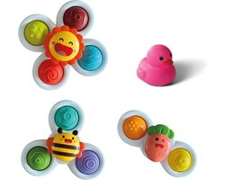 Femur® - Spinner - Fidget - Badspeelgoed - Baby Spinner - Baby - Speelgoed - 4 stuks - Badeend - Zuignap - Vrolijk - Happy - Sensorisch speelgoed