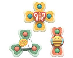 Femur® - Spinner - Tuindieren - Fidget - Badspeelgoed - Spinners - Baby Spinner - Baby - Speelgoed - 3 stuks - Badeend - Zuignap - Vrolijk - Happy - Sensorisch speelgoed