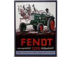Fendt groene tractor 12PS paarden Reclamebord van metaal 33 x 25 cm METALEN-WANDBORD - MUURPLAAT - VINTAGE - RETRO - HORECA- BORD-WANDDECORATIE -TEKSTBORD - DECORATIEBORD - RECLAMEPLAAT - WANDPLAAT - NOSTALGIE -CAFE- BAR -MANCAVE- KROEG- MAN CAVE