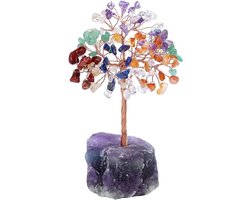 Feng Shui Gemstone Boom voor Welvaart en Geluk met Reiki Healing Kristallen en 7 Chakra's - Decoratieve Sculptuur voor Thuis en Kantoor