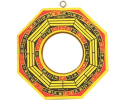 Feng Shui Spiegel - Houten Bagua Spiegel voor Geluk - Taoïstische Spiegel - Concave Convex - 4 inch groot
