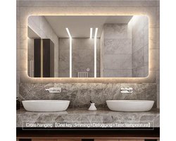 FENOMÉ Badkamerspiegel met geïntegreerde LED verlichting én verwarming - Badkamer Spiegel - Spiegel Badkamer - Spiegel Douche - Verwarming Anti Condens - 70 x 100 cm [DELUXE]