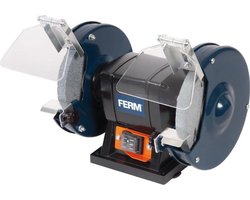 FERM - BGM1019 - Tafelslijpmachine - 2 - Slijpstenen - K36 - Grof - Slijpen - K60 - Afbramen - 150W - Stofdichte schakelaar - 2 - Vonkvangers - 2 - Leunspanen - Veiligheidsbril - Monteerbaar - op - Werkbank - Slijpen - Afbramen