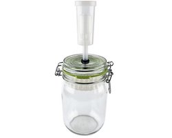 FERM fermentatiepot met waterslot en fermentatieklem - én unieke FERMentatiering - glazen beugelpot met waterslot - 1140ml - voedselveilig fermenteren