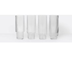 FERM LIVING - Ripple Glass Longdrink - Glazen set van 4 - 0,30L