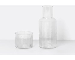 Ferm Living Ripple Karaf set geribbeld helder small