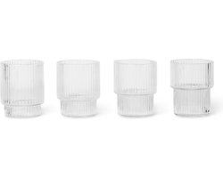 Ferm Living - Ripple - Mini Glazen - Jeneverglazen - Borrelglazen - Set van 4 - Helder - Glas